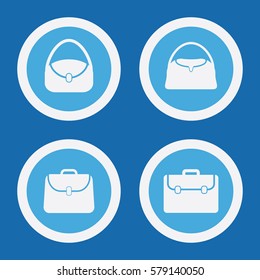 Handbag Bag Icons In Blue Circles. Simple Vector Symbols