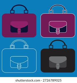 Handtasche und Aktenkoffer Vektor Set für Büro und Reisen
