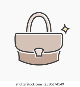 Handbag cartoon flat line art. Illustration of Handbag, perfect for needs related to fashion, accessory, style, and more.