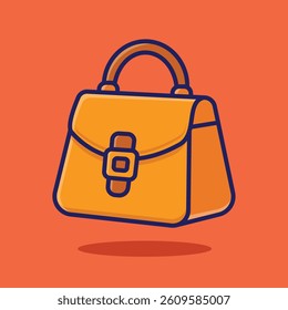 Handbag Cartoon Illustration. Vector Icon Flat Cartoon Style. Cheerful Colors. Bold Outline.