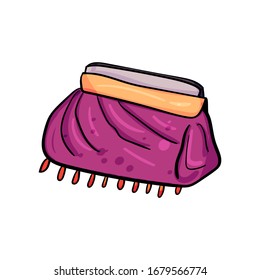 Handbag or clutch, bright bag. The Great Gatsby Style, 1920-1930s. Vector doodle illustration on transparent or white backgrounds.
