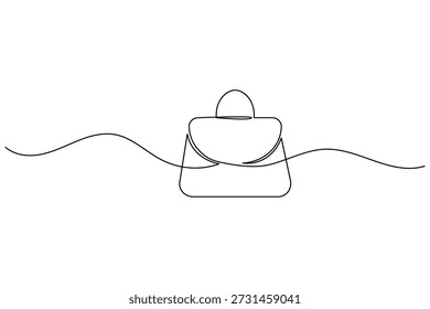 Handbag continuous one line art drawing for luxury fashion accessories and minimal leather goods design