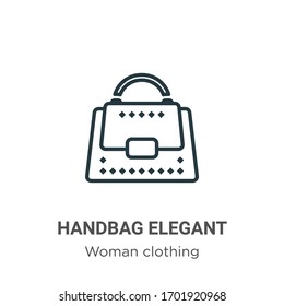 Handbag elegant outline vector icon. Thin line black handbag elegant icon, flat vector simple element illustration from editable woman clothing concept isolated stroke on white background