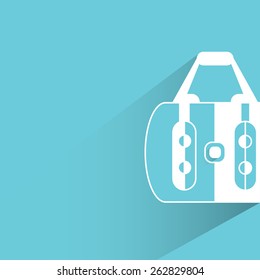 handbag, female purse isolated on blue background with shadow