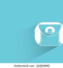 handbag, female purse isolated on blue background with shadow