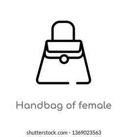 handbag of female vector line icon. Simple element illustration. handbag of female outline icon from woman clothing concept. Can be used for web and mobile