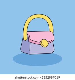 Handbag Free vector cartoon icon illustration.Fashion Design Signs and Texts icon concept isolated . flat cartoon style