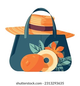 bolso de mano y sombrero para el icono de verano aislado