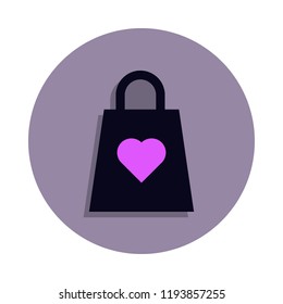 handbag with a heart icon in badge style. One of web collection icon can be used for UI, UX