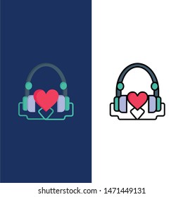 Handbag, Hearts, Love, Loving, Wedding  Icons. Flat and Line Filled Icon Set Vector Blue Background