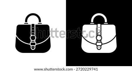 Handbag icon black and white filled.