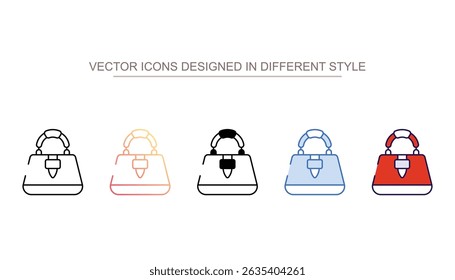 Handtaschen-Symboldesign auf weißem Hintergrund, Stockgrafik