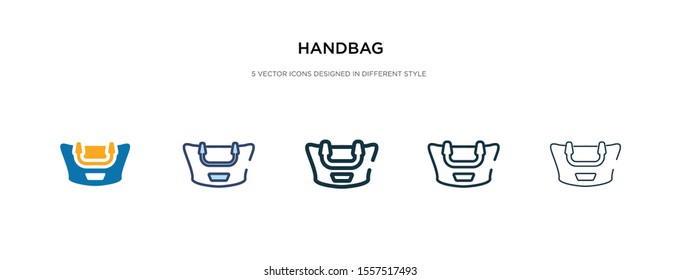 handbag icon in different style vector illustration. two colored and black handbag vector icons designed in filled, outline, line and stroke style can be used for web, mobile, ui
