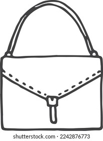 Handbag icon. Female leather bag doodle drawing