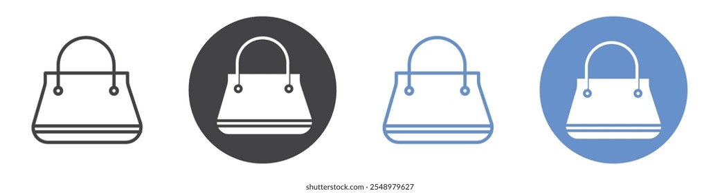 Handbag icon flat line symbol set.