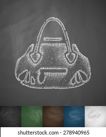 handbag icon. Hand drawn vector illustration. Chalkboard Design