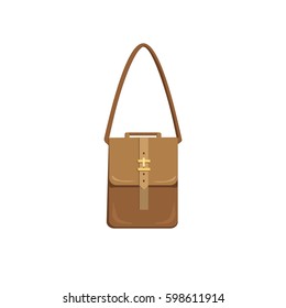 Handbag icon. Leather fashion bag sign. Simple object isolated on white, retail logo template. Freehand drawn cartoon style. Vector illustration