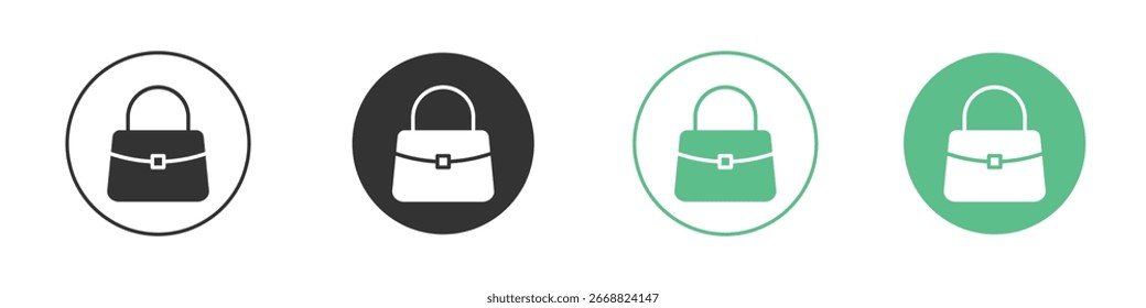 Handtaschensymbol Minimaler flacher Linien-Vektorsymbol-Satz.