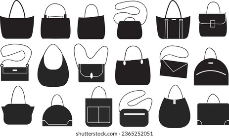 handbag icon on white background, Women Fashion Bags