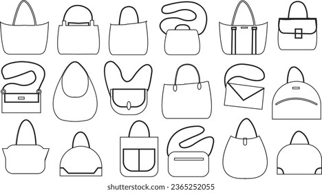 handbag icon on white background, Women Fashion Bags