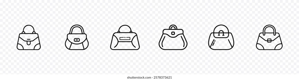 handbag icon, Purse handbag icon, Lady Bag icon, Women Purse bag stylish line icons, Purse money bag icon