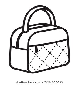 Handbag icon with quilted pattern for fashion and accessories Keywords: handbag, purse, bag, accessory