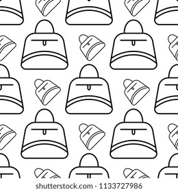 Handbag Icon Seamless Pattern, Hand Bag Design Vector Art Illustration
