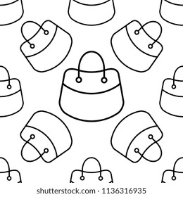 Handbag Icon Seamless Pattern, Hand Bag Design Vector Art Illustration