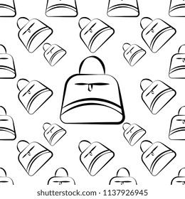 Handbag Icon Seamless Pattern, Hand Bag Design Vector Art Illustration
