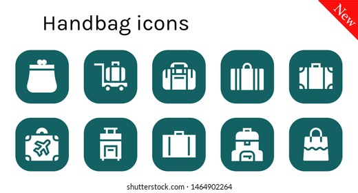 handbag icon set. 10 filled handbag icons.  Simple modern icons about  - Purse, Luggage, Sport bag, Suitcase, Travel bag, Bag