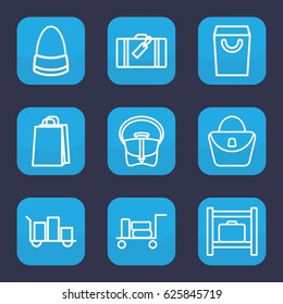 Handbag icon. set of 9 outline handbag icons such as luggage, luggage storage, woman bag, bag