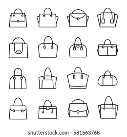 Handbag Icon Set On White Background Stock Vector (Royalty Free ...