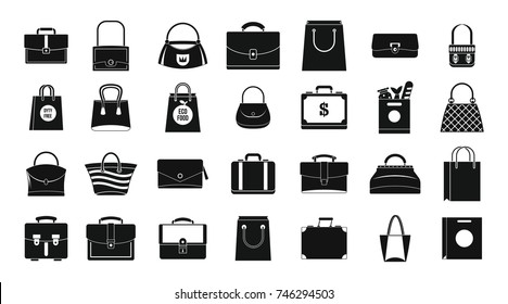 Handbag icon set. Simple set of handbag vector icons for web design isolated on white background