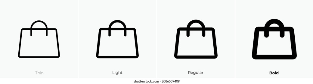 handbag icon. Thin, Light Regular And Bold style design isolated on white background