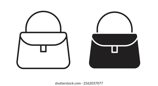 Handbag icons in flat and line style set.