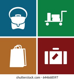 Handbag icons set. set of 4 handbag filled icons such as luggage, bag
