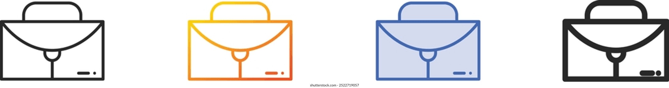 icono de bolso. Diseño lineal delgado, degradado, azul y estilo atrevido aislado sobre fondo blanco
