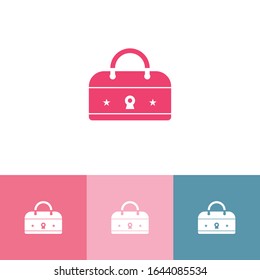 Handbag logo logo Design,  Vector icon in different color theme. Fashion concept. lady bag icon. Design element for bag store. Rich Logo. Modern Concept.