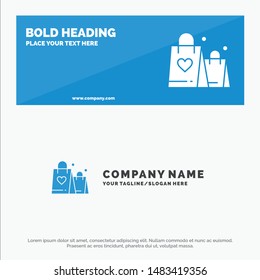Handbag, Love, Heart, Wedding SOlid Icon Website Banner and Business Logo Template