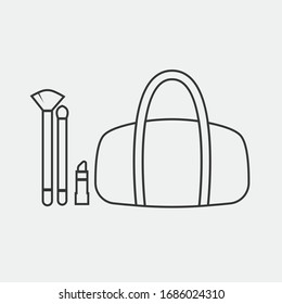 handbag and make up cosmetics vector icon lipstick and make up brushes