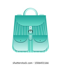 handbag mockup in gradient green color. Modern fashion simple design satchel Vector illustration on a white background.