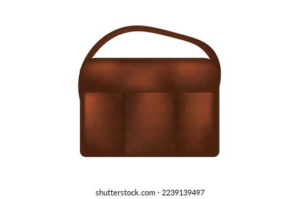handbag office uses vector. laptop carry bag. office document. brown leather luxury bag