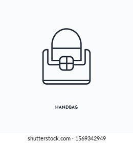 Handbag outline icon. Simple linear element illustration. Isolated line Handbag icon on white background. Thin stroke sign can be used for web, mobile and UI.