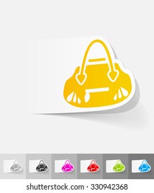 handbag paper sticker with shadow. Vector illustration