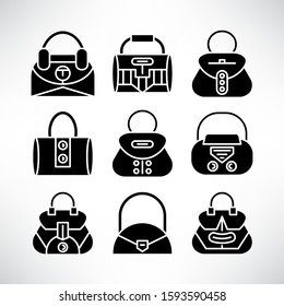 handbag and pouch icons glyph design