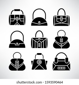 handbag and pouch icons glyph design