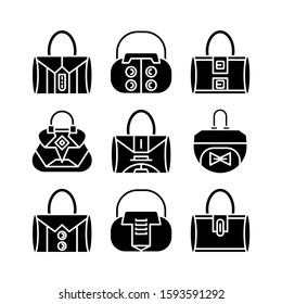 handbag and pouch icons glyph design