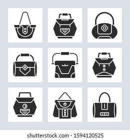 handbag and pouch icons glyph design