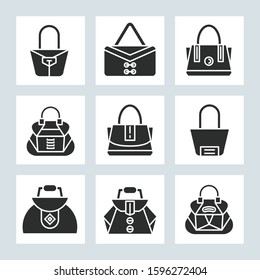 handbag and pouch icons glyph design