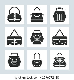 handbag and pouch icons glyph design